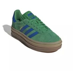 Adidas Green and Blue Athletic Shoes with Platform Sole